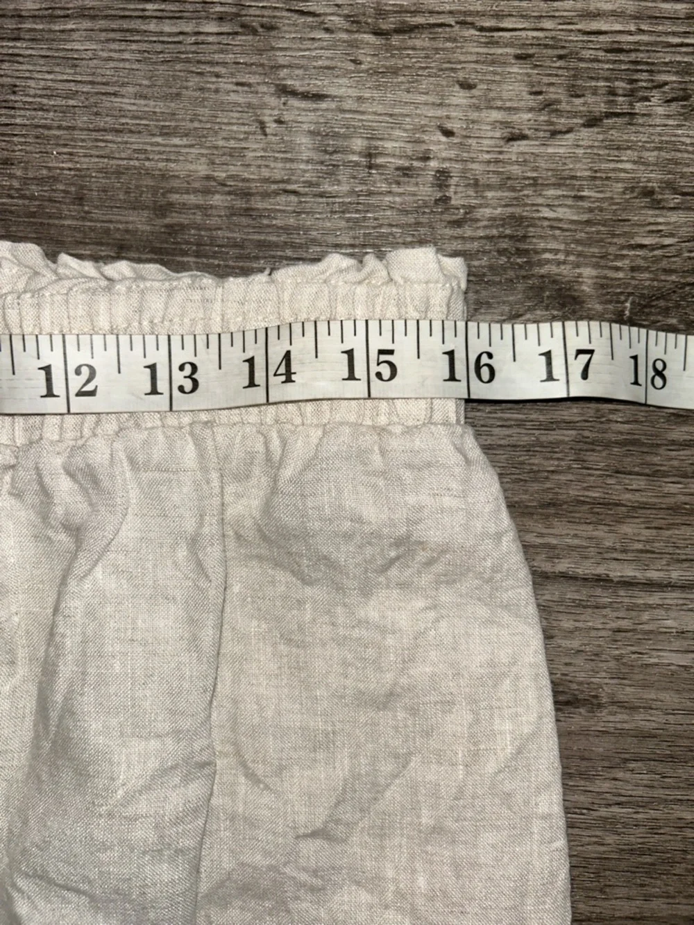 Saks Fifth Avenue Linen Pants L Elastic Waist Wide Leg Ivory - Picture 6 of 8
